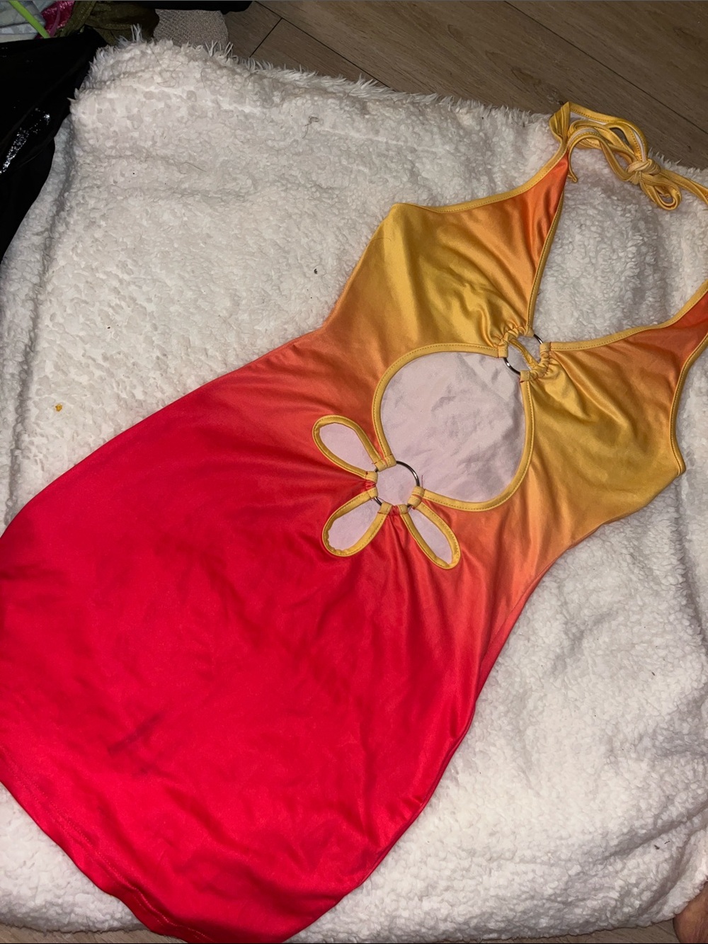 Sunset Ombre Cutout Halter Dress